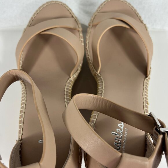 Charles By Charles David Engage Nude Strappy Espadrille Wedge Sandals Size 10M - Picture 11 of 12